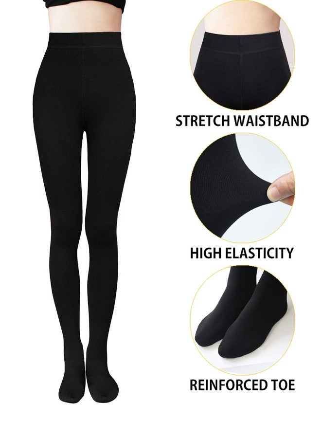 VERO MONTE 2 Pairs Fleece Lined Warm Opaque Tights For Women (BLACK + NUDE) - Image 5
